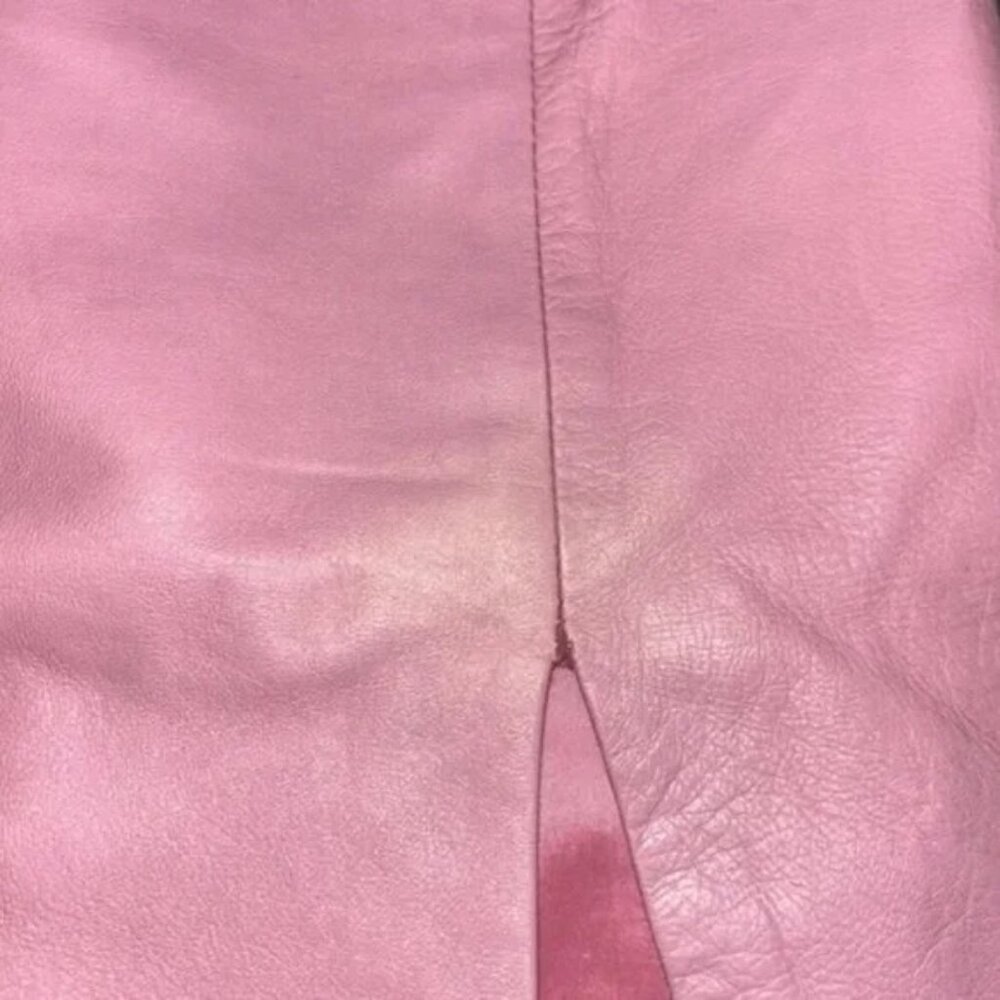 Blush Pink Vintage Leather Mini Skirt – Made in Italy, Y2K Vibes - Picture 7 of 7